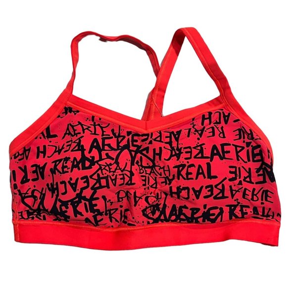 aerie Other - NWT AERIE Racerback Sports Bra Sz XL Orange Black Pullover
